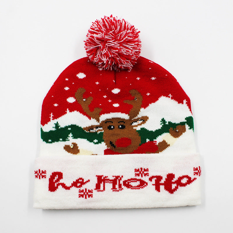 Holiday Party Christmas LED Luminous Knitted Jacquard Knitted Hat