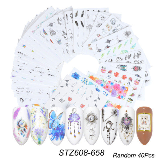 Black And White Lace Flower Nail Art Sticker Set