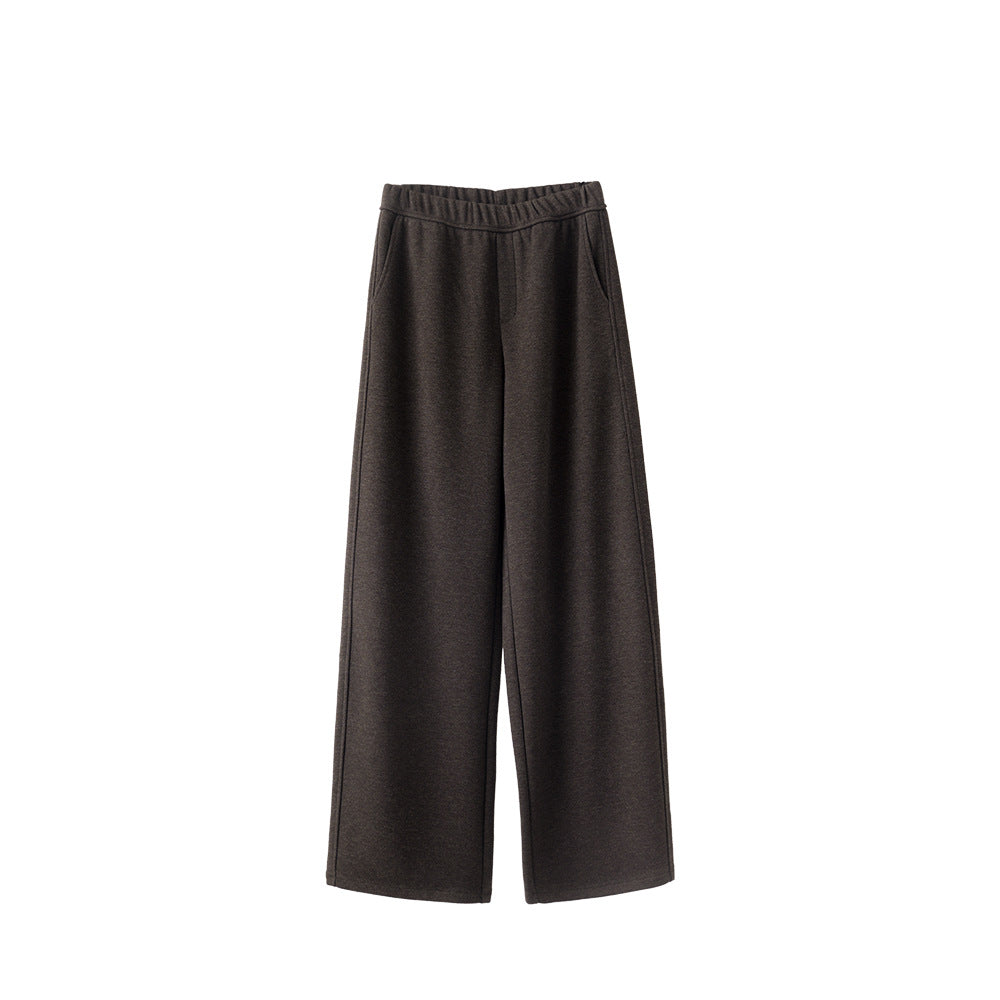 Autumn And Winter Straight Wool Heating Loose Slimming And Simple High Waist Casual Pants