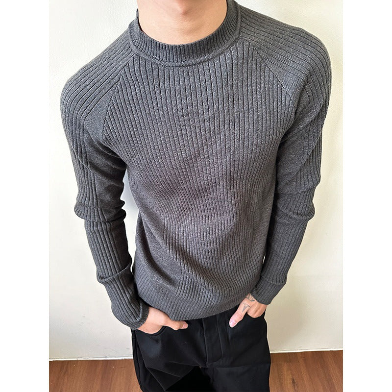 Strikket Løs Sweater med Nedsunkne Striber