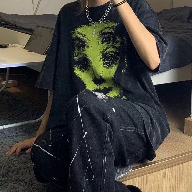 Black Short Sleeve T-shirt Girl's Cotton Top