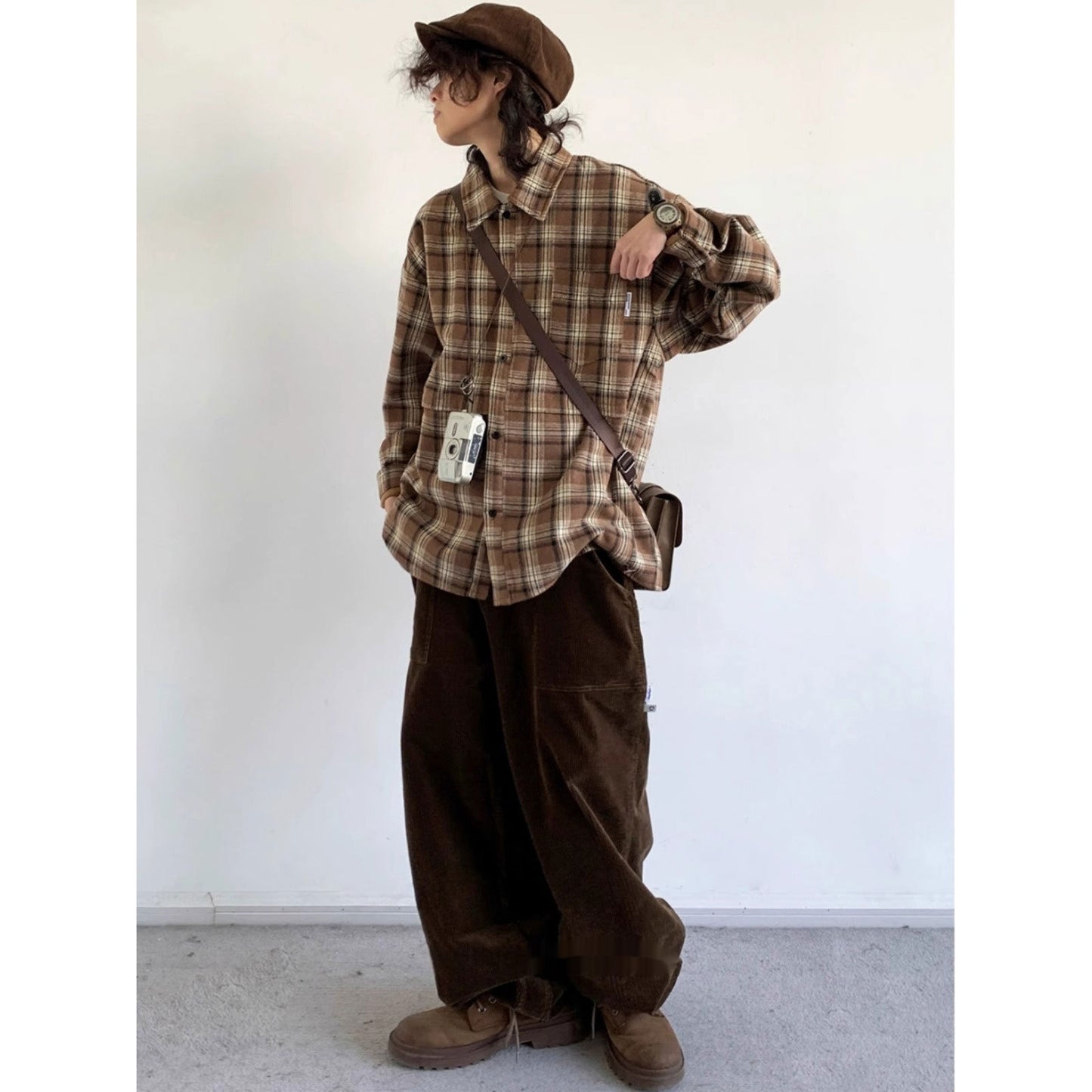 Retro Plaid Shirt For Boys Autumn And Winter New Loose Long Sleeve Neutral Shirt Coat