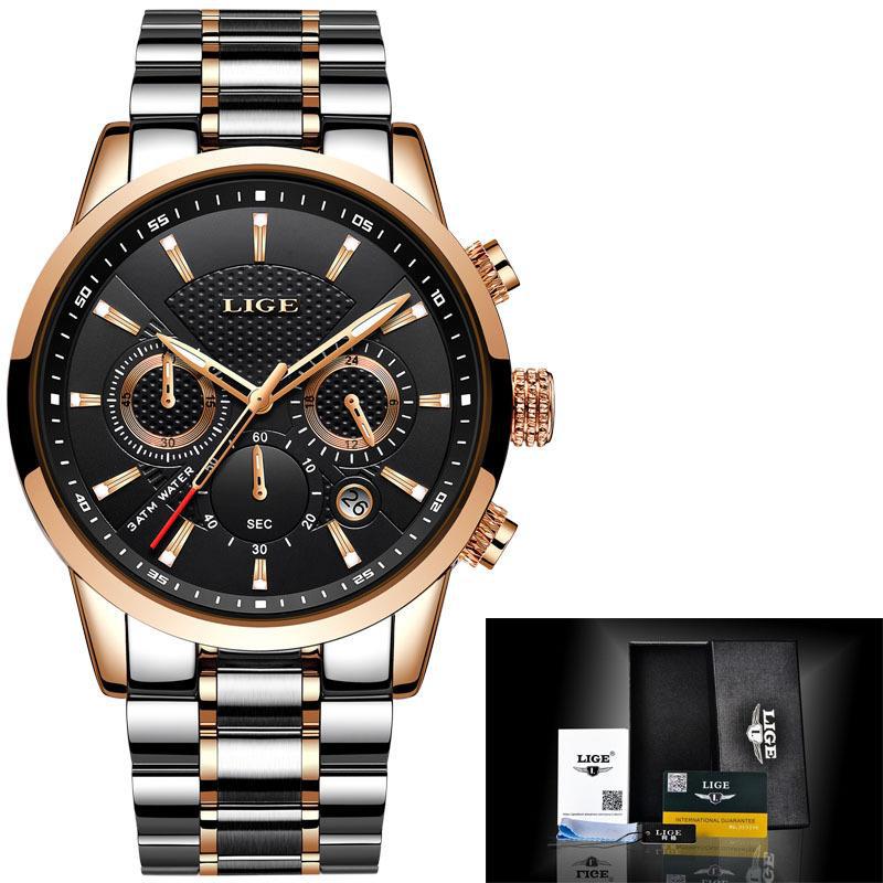Men's Sports Quartz Watch Waterproof Steel Belt