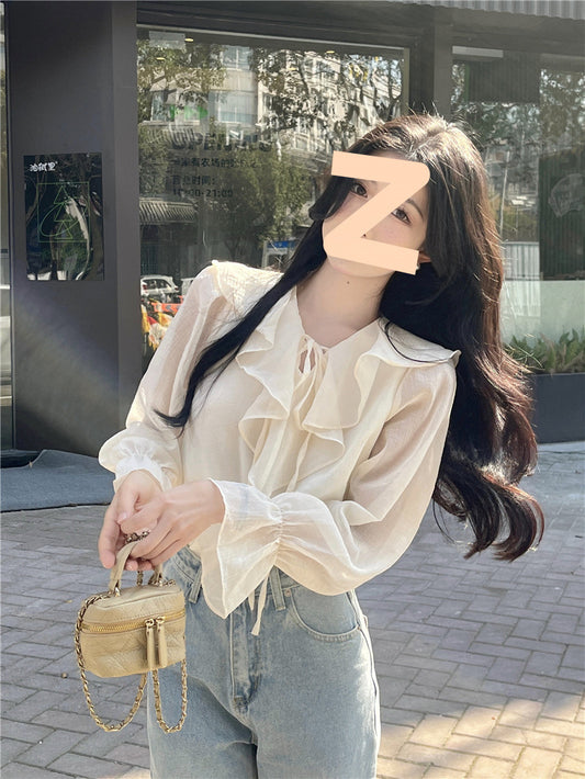 Ruffled Tied Puff Sleeve Shirt Women