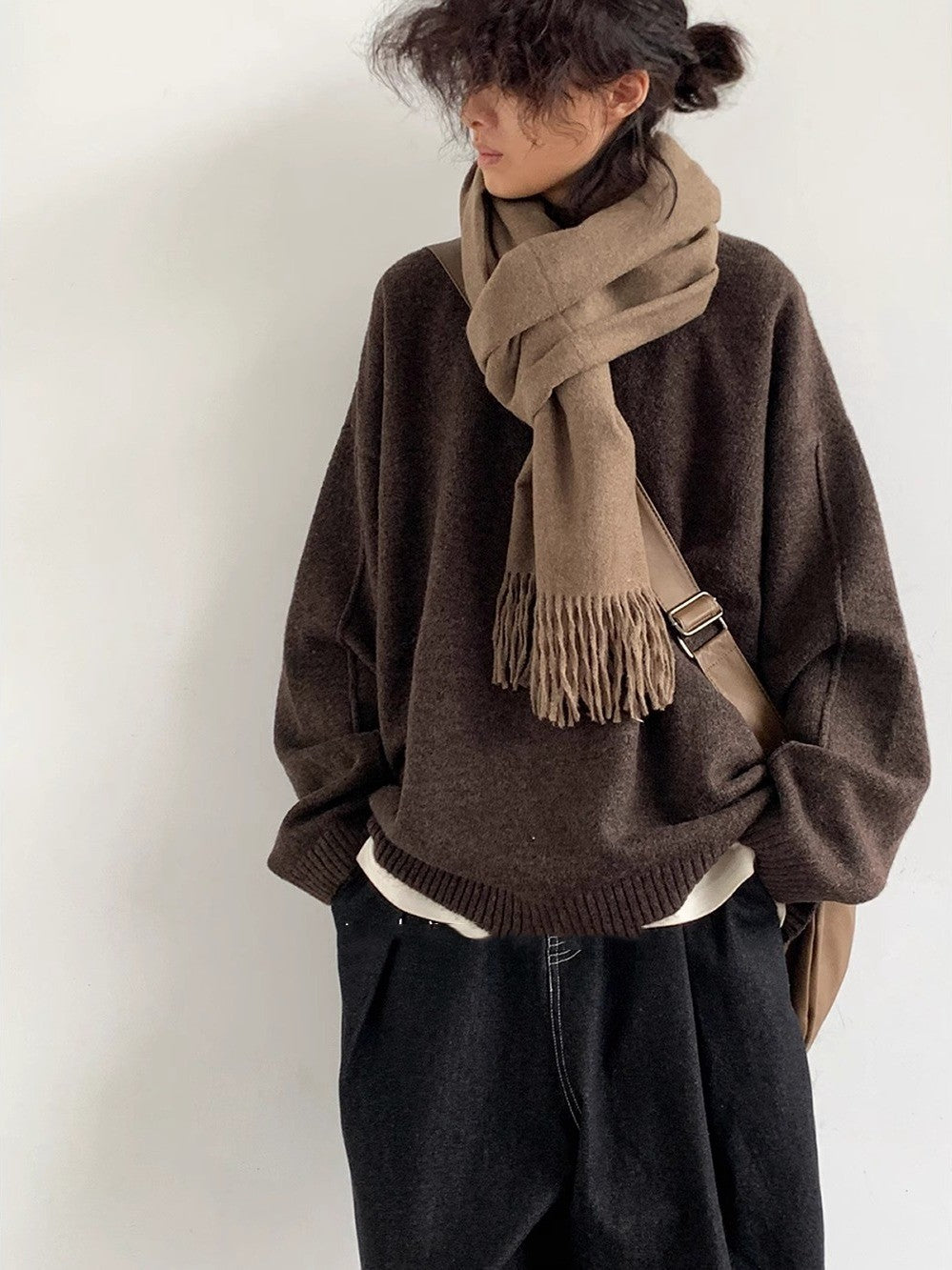 Japanese-style Retro Solid Color Knitwear Sweater For Men