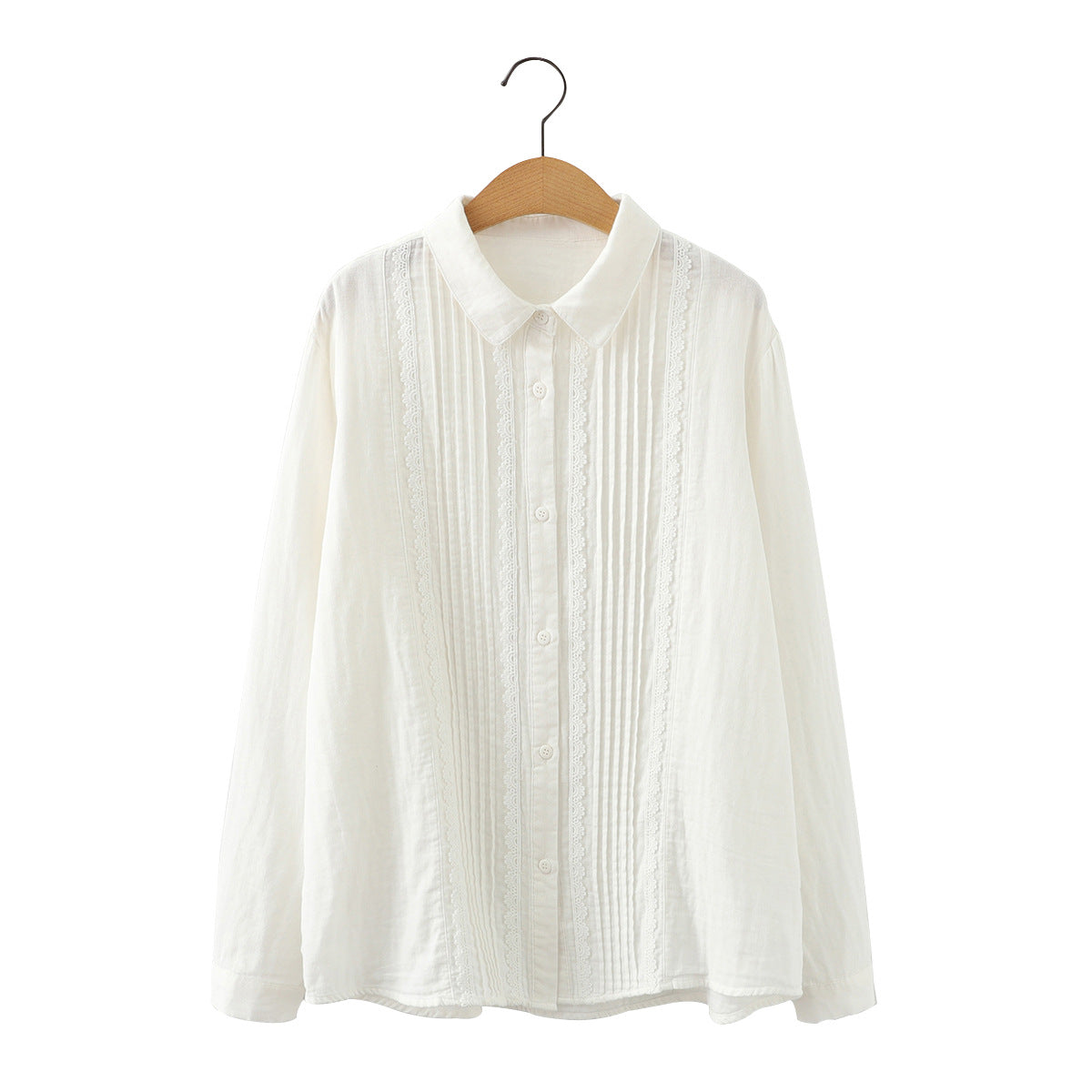 Lace Double-layer Cotton Yarn Long Sleeves Shirt For Women