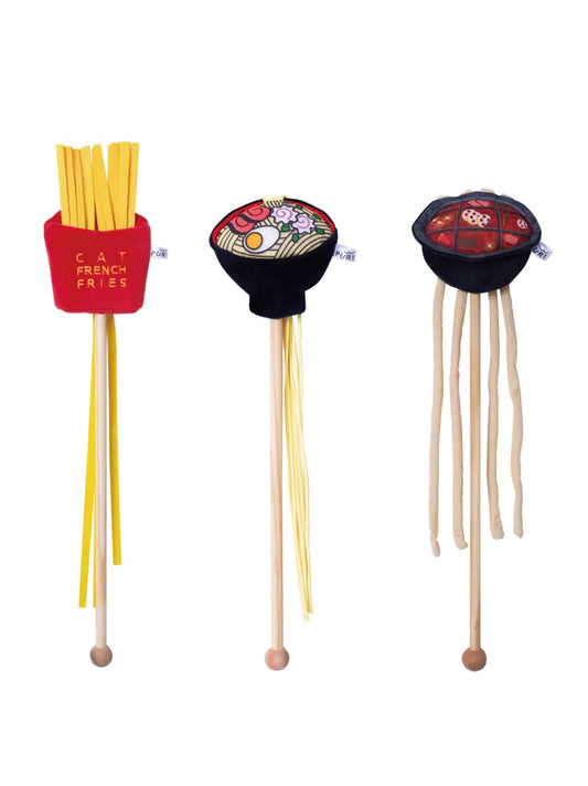 Hot Pot Ramen Fries Funny Cat Stick Toy