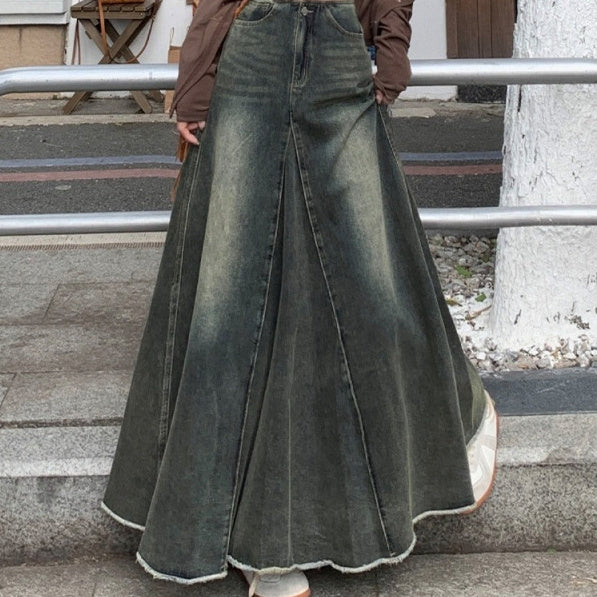 High Waist Slimming Mid Length A Line Sheath Fishtail Large Swing Skirt