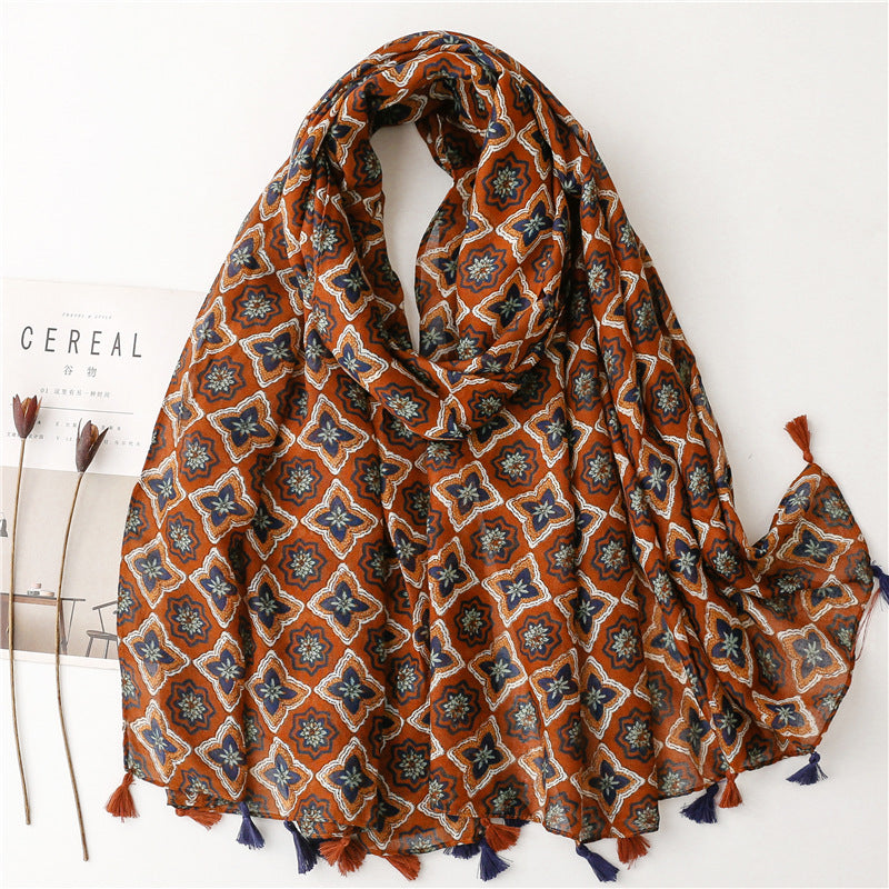 Creative Chinese Style Cotton And Linen Scarf