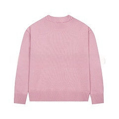 Spring And Autumn New Big Love Embroidered Crew Neck Cotton Sweater