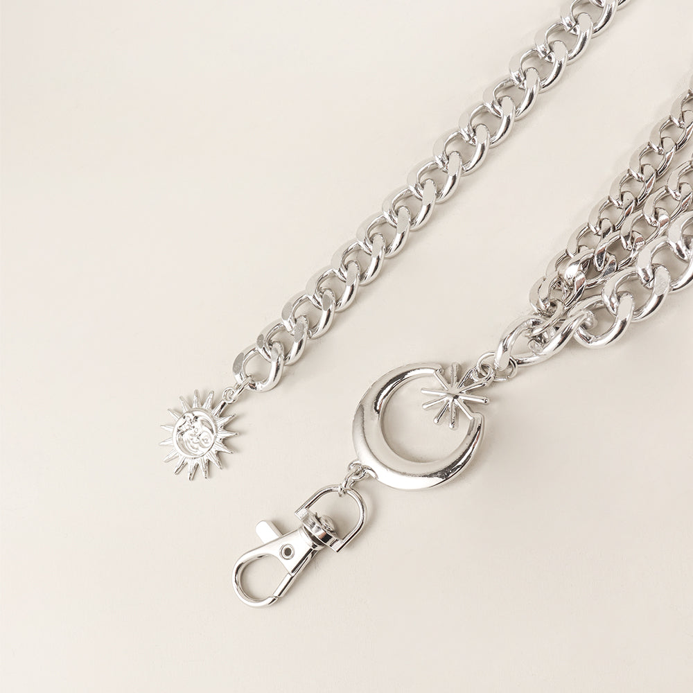 Personalized Waist Chain Moon Star Pendant Three-layer Metal Chain Slim European And American Cross-border Single Product Gold Versatile Corset