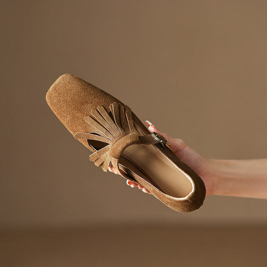 Spring And Autumn Korean Version Of Tassel Deep Mouth Thick With Female Single Shoes