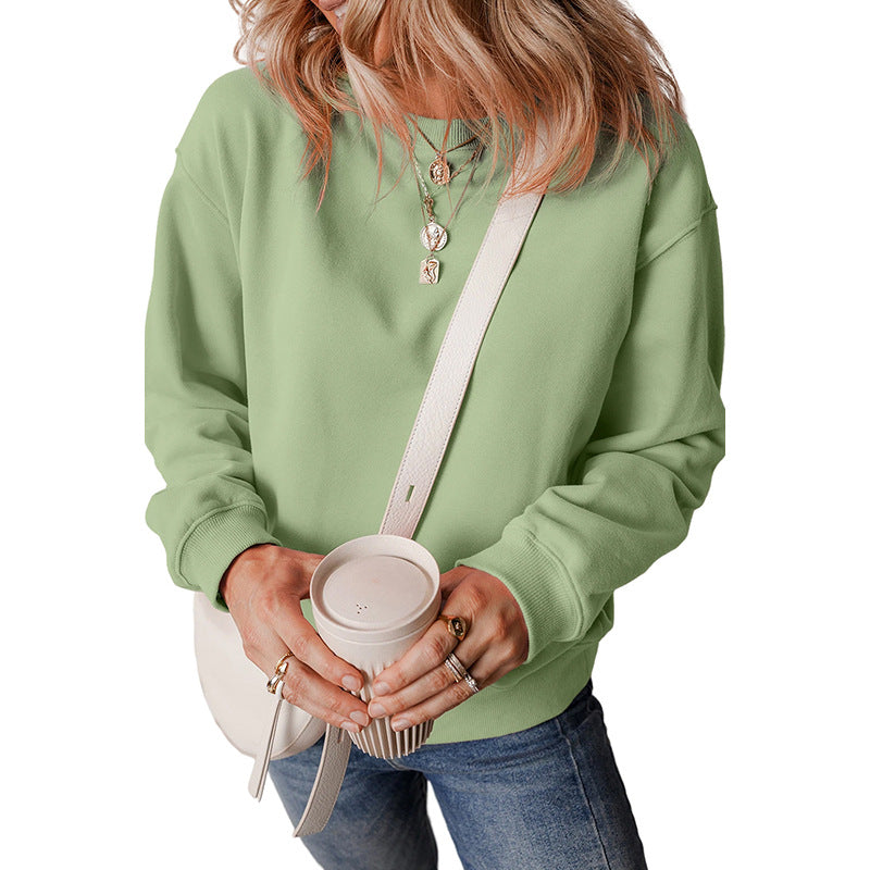 New Pure Color Minimal Versatile Pullover Sweater For Women