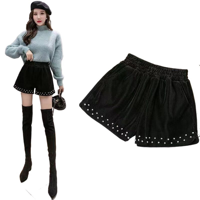 Womens High-Waisted Plus-Size Casual Wide-Leg Pants Loose Shorts