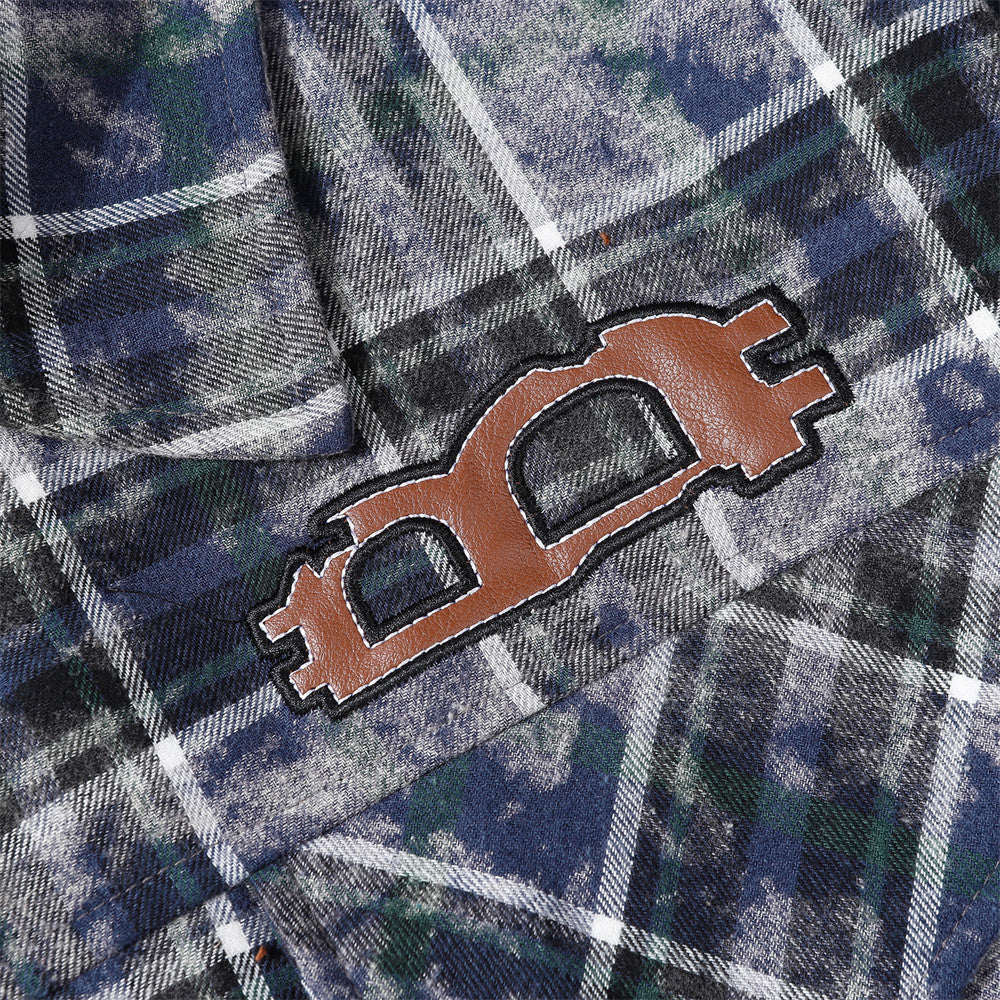 Plaid Tie-dyed Washed Old Long Sleeve Shirt Coat