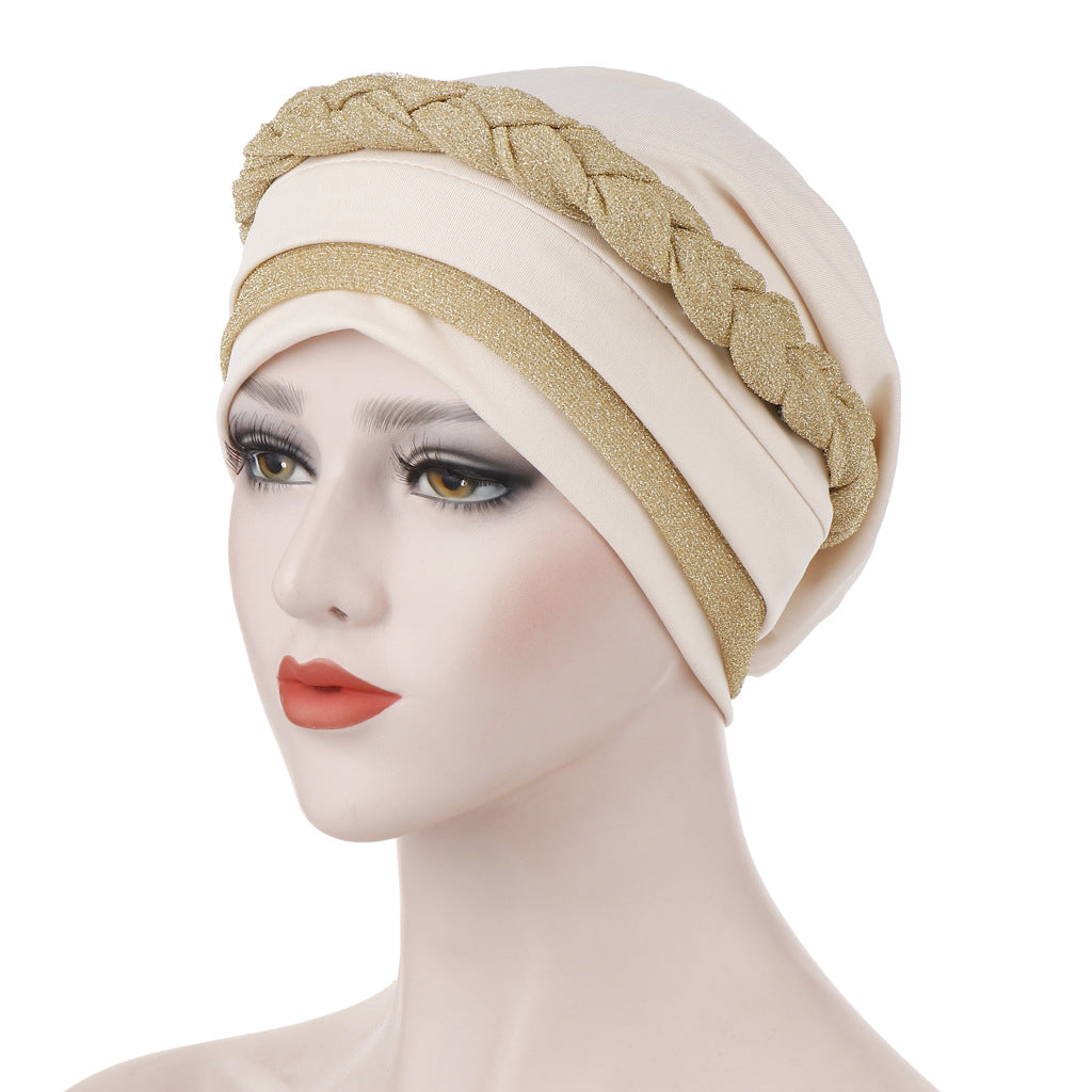 New Multi-color Crystal Hemp Three-layer Turban Hat