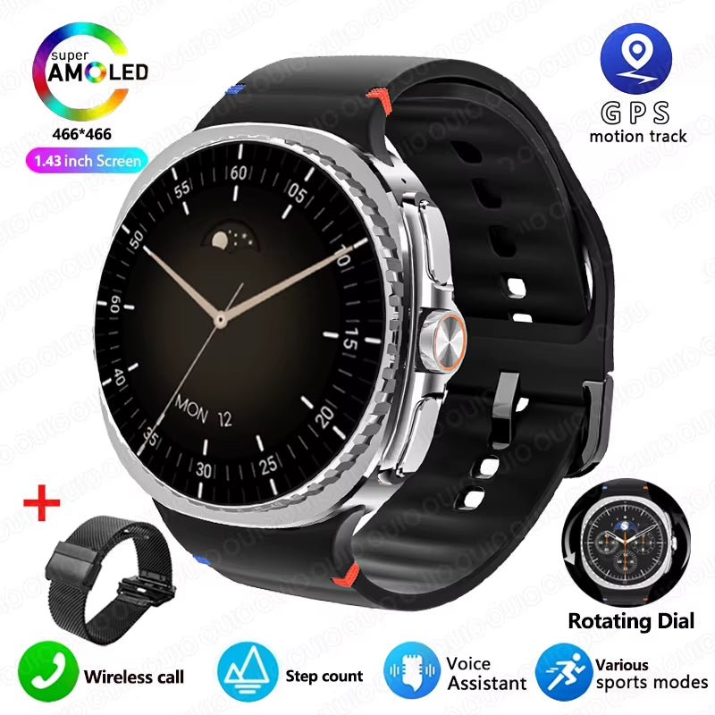 2025 Smart Watch 8 Ultra Classic GPS Compass Bluetooth Call AMOLED IP68 Waterproof Heart Rate Monitoring Upgraded Smart Watch