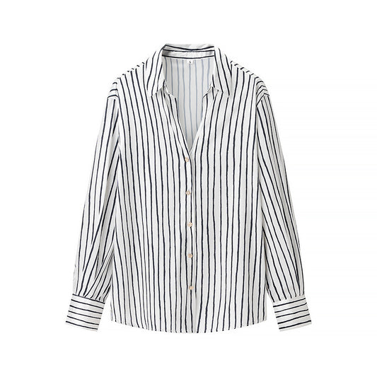 Women's Fashion Versatile Single Button Satin Texture Shirt