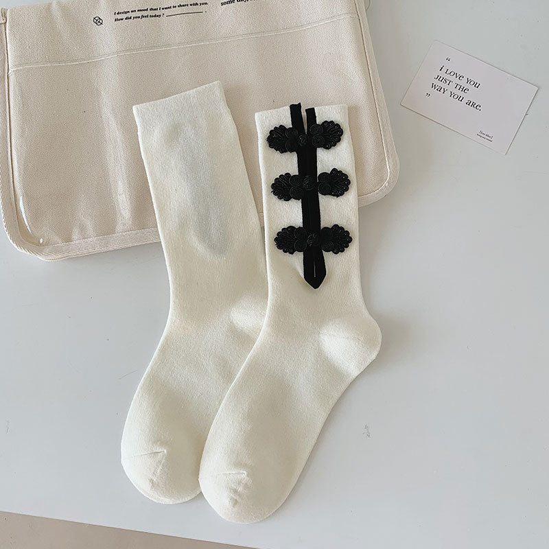 Women's Fashion Personality Buckle Decorative Socks