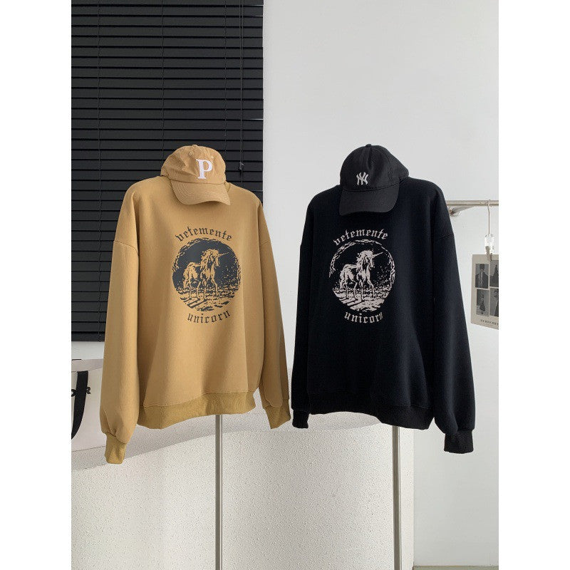 Women's Casual Round Neck Niche Print Pullover Sweater