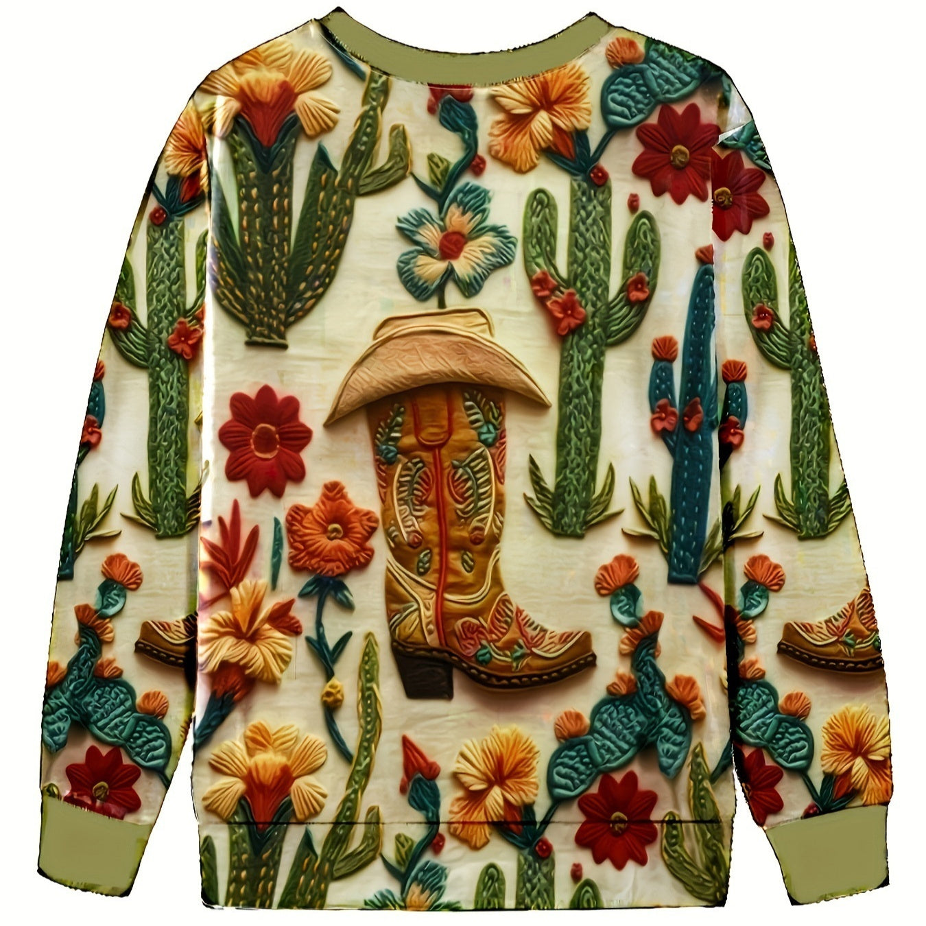 Denim Boots Printed Pullover Hoodie