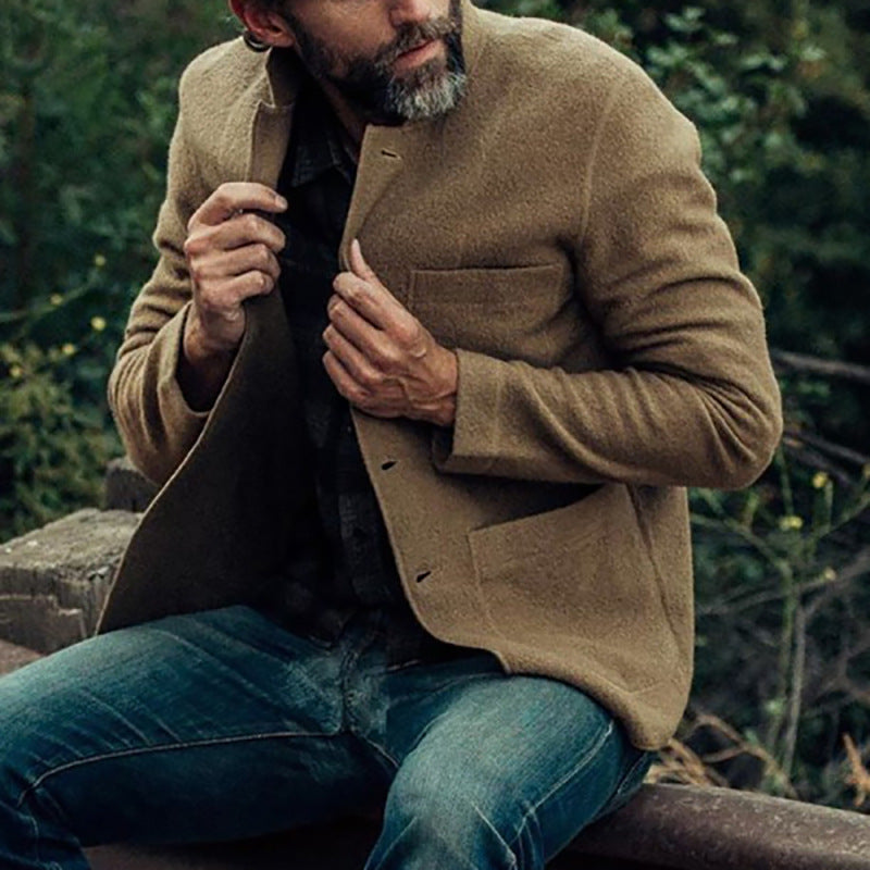 Men's Youthful Foreign Trade Solid-Color Trendy Fashion Wool Jacket