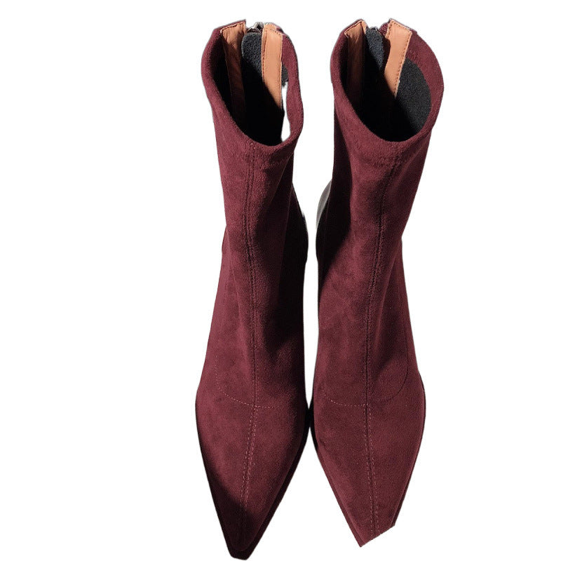 Fashionable Chunky Heel Pointed Toe Women's Ankle Boots