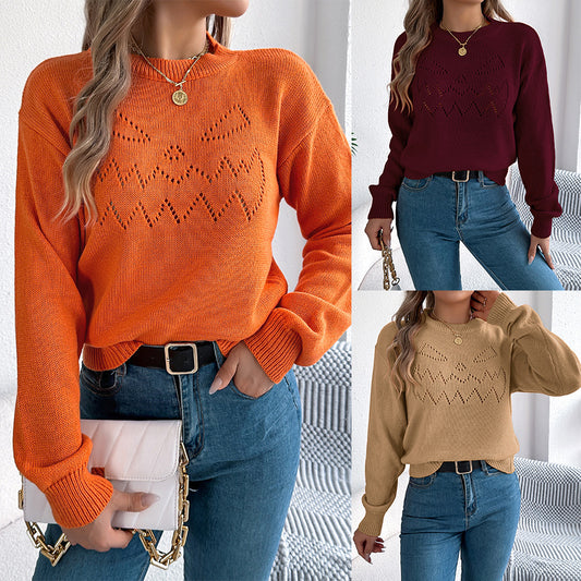 Hollow-out Lantern Long Sleeve Pullover Halloween