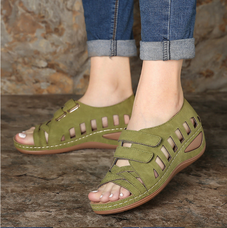 Large Size Fish Mouth Sandals Women's Hollow Sponge Cake Sole