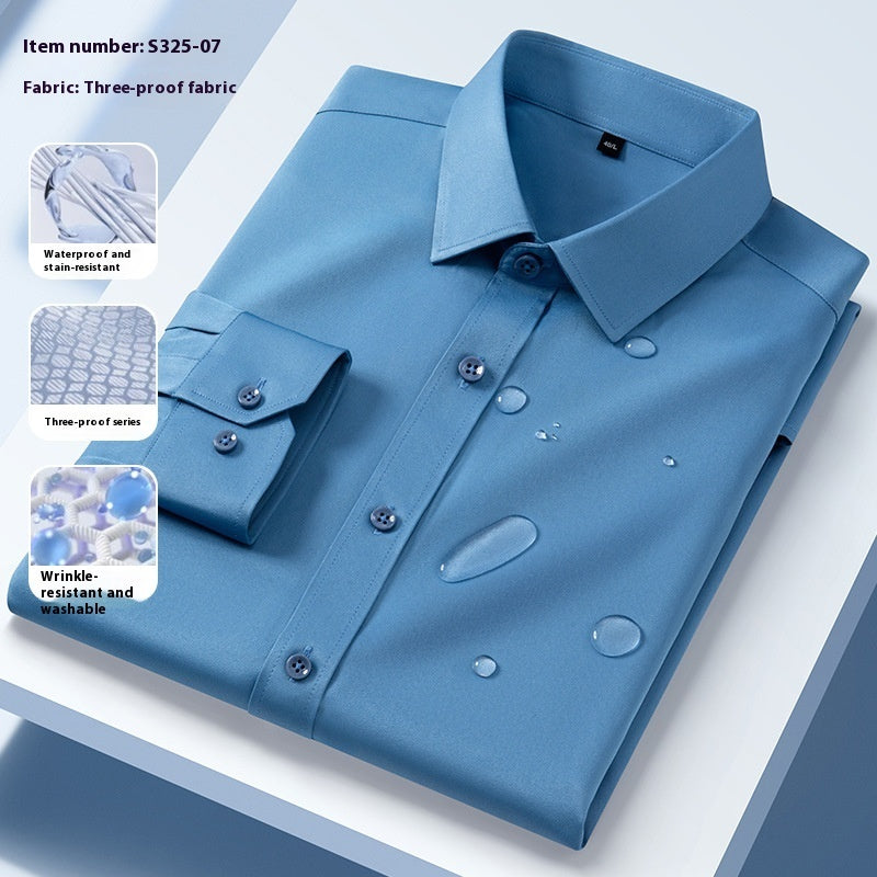 Spring And Summer Three-proof White Shirt Men's Long Sleeve