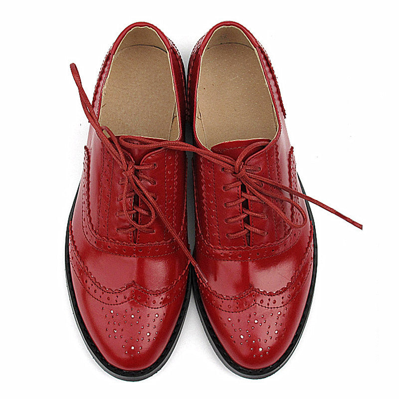 Women's Fashion Leather British Style Pointed Toe Flat Shoes