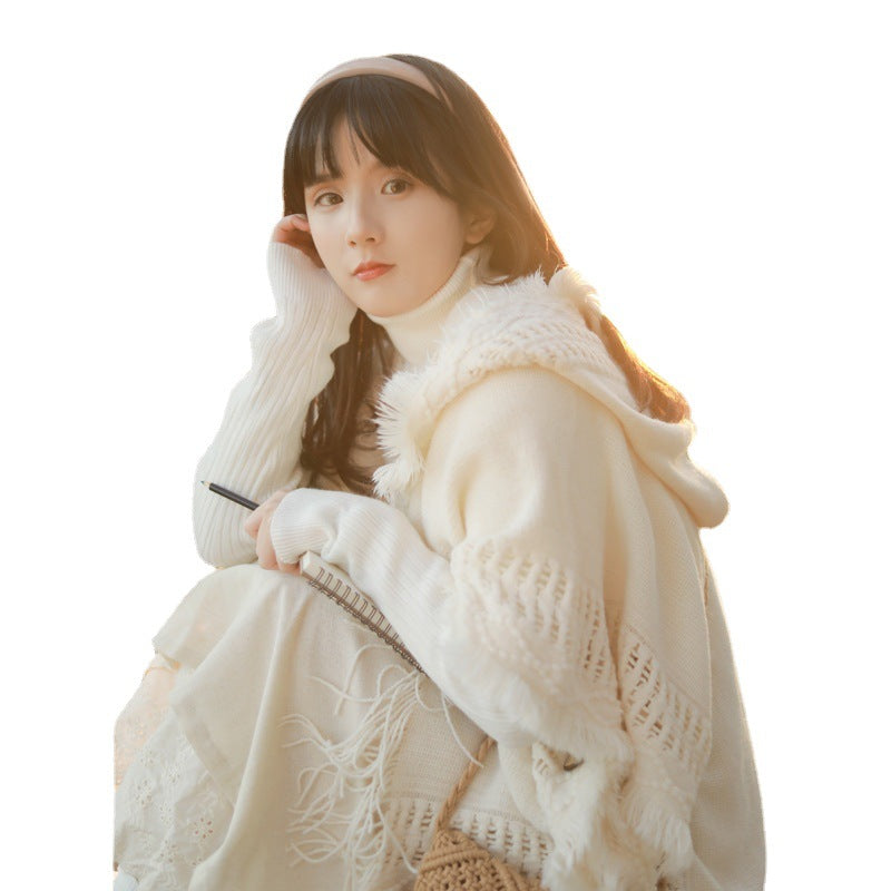 Button Shawl Bohemian Tassel Sweater