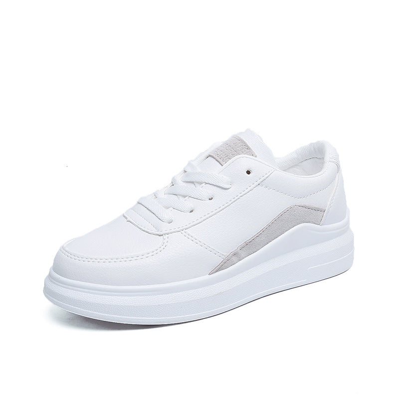 Student White Shoes Round Toe Lace-up Flat-bottomed Women's Sneakers