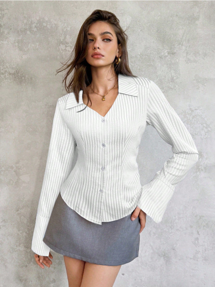Women's Striped Casual Long-Sleeve Shirt