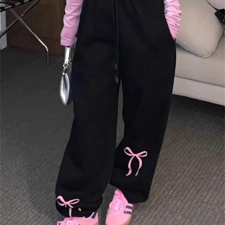 Drawstring Elastic High Waist Ankle-tied Bow Casual Sweatpants