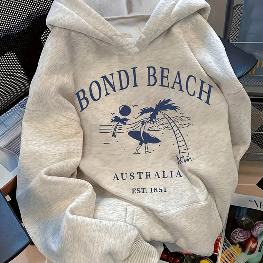 Damehættetrøje Lysegrå Pullover Australsk Surfmønster