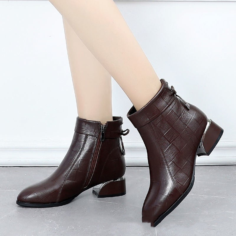 Middle-aged Plus Size Thick-heel Mother's Leather Boots