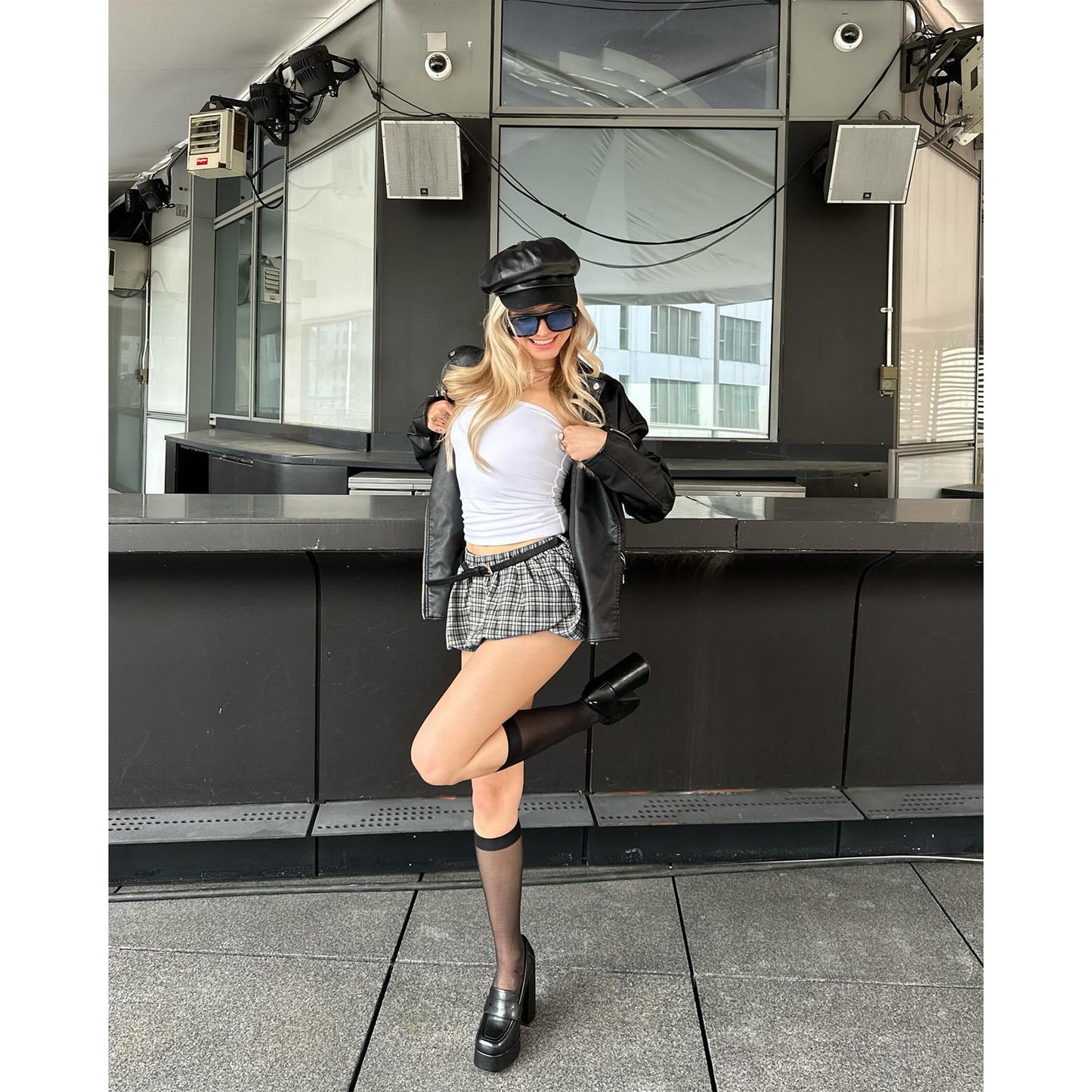 Fashion Cute Classic Plaid With Leggings