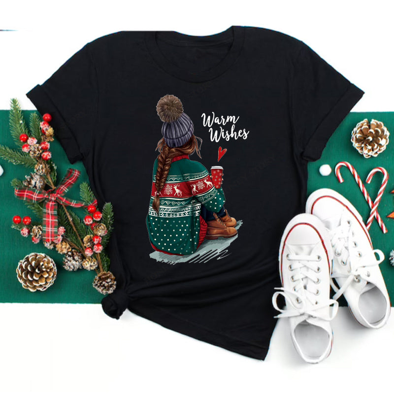 Christmas Print Girlfriends Red T-Shirt
