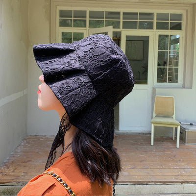 White Lace Bucket Hat Women's Summer Thin