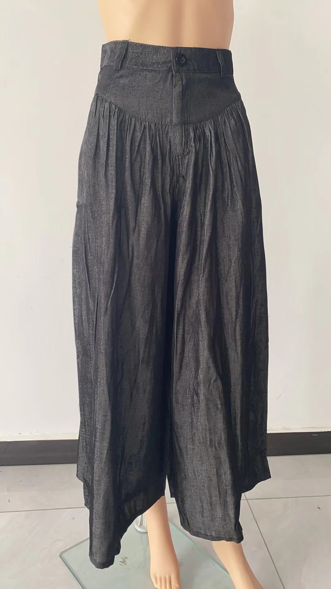 Kvinders modeprægede denim-trompetbukser med vide ben