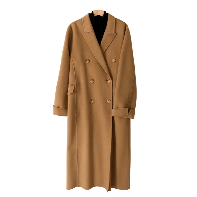 Elegant Vintage Mid Length Suit Collar Double Breasted Double Sided