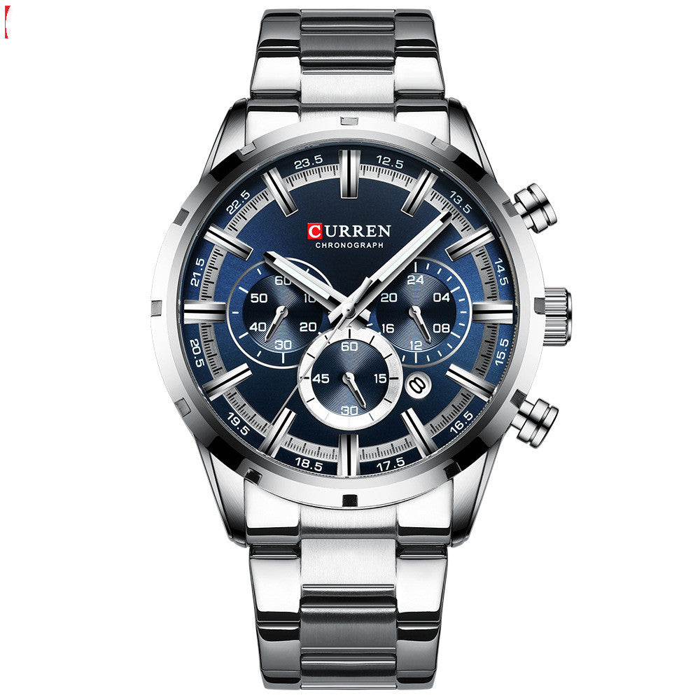 Quartz Six-hand Calendar Steel Band Business Men's Watch