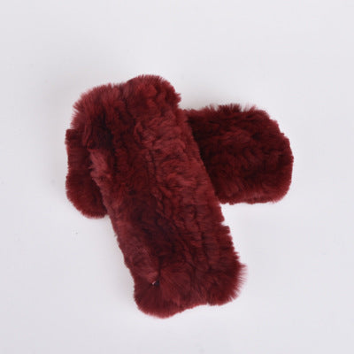 Rabbit Fur Half Finger Gloves Padded