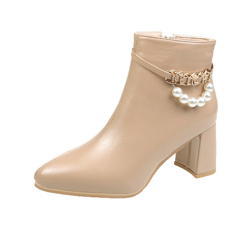 New Style Pointed Thick Heel Fashion For Autumn And Winter Korean Skinny Boots