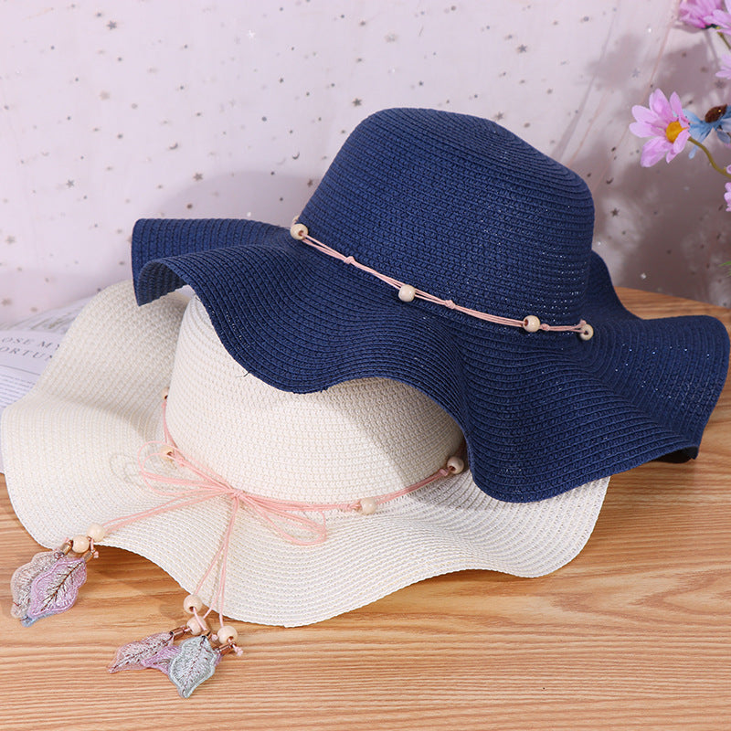 New Ladies Big Brim Wave Straw Hat Outdoor Shade