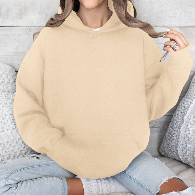 Loose Hooded Multi-color Sweater For Women