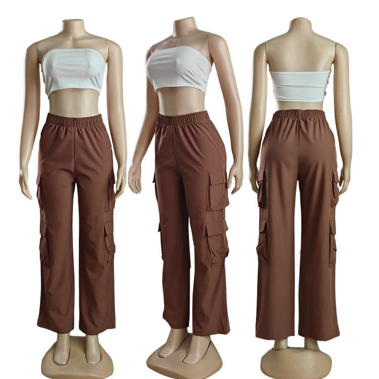 Casual Simple Trendy Multi-pocket Solid Color Overalls