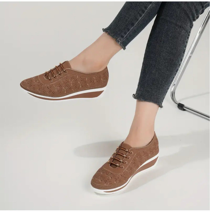 Female Wedge Hollow-out Lace-up Casual Shoes