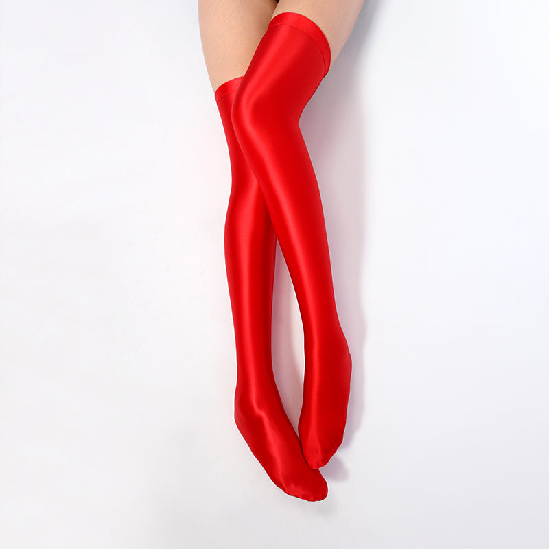 Beauty Shiny Silky Multicolor Japanese High Tube Half Knee Length Stockings